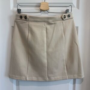 Marc New York Cream A-Line Mini Skirt with Decorative Buttons